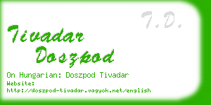 tivadar doszpod business card